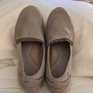 Bzees Women's Slip-On Mesh Sneakers in Taupe Beige